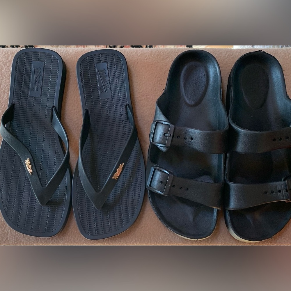 Black Beach Locker Room Sandals Lot Size 7